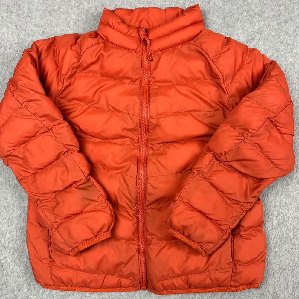 Uniqlo Kids Ultra‎ Light Down Puffer Jacket Orange Full Zip Size 5-6 120cm